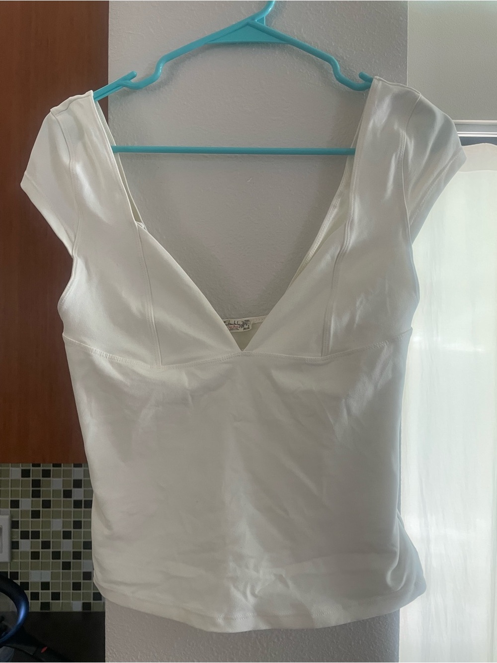 Free People White Deep V Cap Sleeve Tank